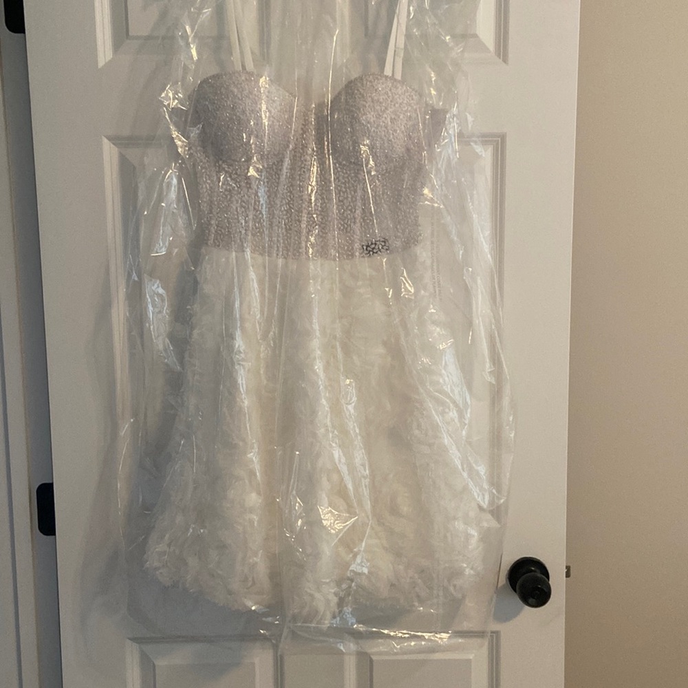 Jovani Strapless Beaded Corset Mini Dress